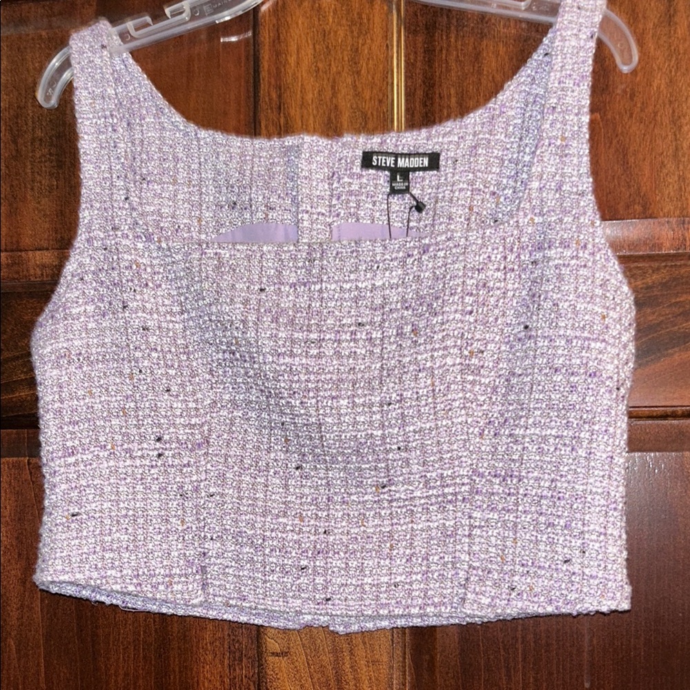 Steve Madden Chic Purple Tweed Fabric top